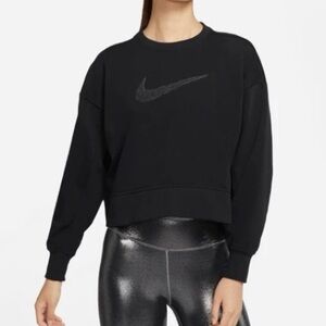 NIKE Black Gray Get Fit Long Sleeve Crewneck Pullover Cotton Sweatshirt Size M